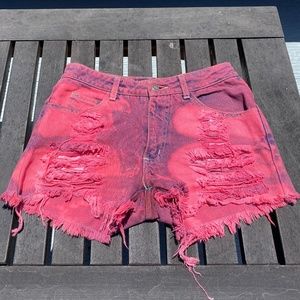 Vintage High Waisted Dyed Red Denim Shorts